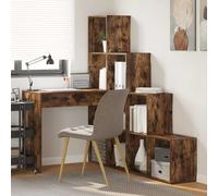 vidaXL Scrivania ad angolo Rovere fumé 101,5 x 149,5 x 149,5 cm