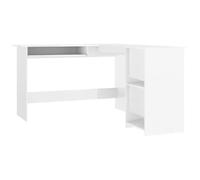 Scrivania Angolare a L Bianco Lucido 120x140x75cm in Truciolato