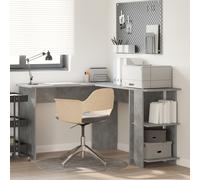 vidaXL Scrivania angolare grigia in cemento con spazio di archiviazione 140x113,5x75cm