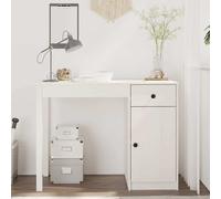 Vidaxl Scrivania in Legno Massello di Pino Bianco 100x50x75 Cm