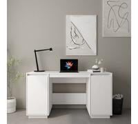vidaXL Scrivania Bianca 140x50x75 cm in Legno Massello di Pino