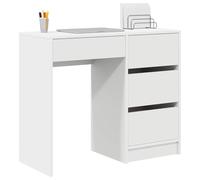 vidaXL Scrivania Bianco Legno ingegnerizzato 90 x 37.5 x 75 cm | Look semplice e minimalista, Ha tre cassetti capienti, Fatta di MDF resistente