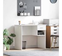 vidaXL Scrivania con Spazio di archiviazione Bianca 90x49.5x75 cm Legno ingegnerizzato