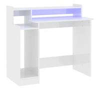 VidaXL Scrivania Campoamor con Luce LED e Ripiani 90x97x45 cm Bianca