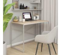 vidaXL Scrivania Computer Bianca e Rovere 110x60x70 Legno Multistrato