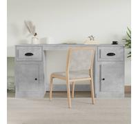 vidaXL Scrivania con Armadietto Grigio Cemento in Legno Multistrato