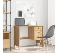 vidaXL Scrivania con Cassetti HILL Marrone miele 100 x 45 x 74 cm