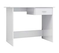 vidaXL Scrivania con Cassetto Ampio Robusta Elegante Moderna Tavolo Lavoro Porta PC Studio Ufficio Bianco Lucido 100x50x76 cm in Truciolato