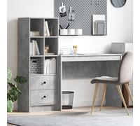 vidaXL Scrivania con Spazio di archiviazione in Grigio Cemento Legno ingegnerizzato