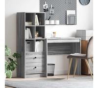 vidaXL Scrivania con cassetto con lo scaffale 2 pcs Grigio Sonoma
