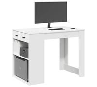 vidaXL Scrivania con Cassetto e Ripiano Bianca Legno Multistrato