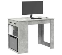 vidaXL Scrivania con Cassetto Ripiano Grigio Cemento Legno Multistrato