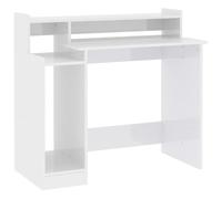 vidaXL Scrivania con LED Bianco Lucido 97x45x90cm in Legno Multistrato