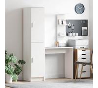 vidaXL Scrivania con lo scaffale con archiviazione 2 pz Bianco