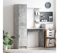 vidaXL Scrivania con lo scaffale con archiviazione 2 pz Grigio cemento