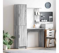 vidaXL Scrivania con lo scaffale con archiviazione 2 pz Grigio Sonoma