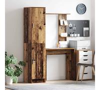 vidaXL Scrivania con lo scaffale con archiviazione 2 pz Legno vecchio