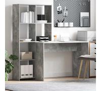 vidaXL Scrivania con lo scaffale Grigio cemento 138,5 x 55 x 143 cm