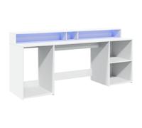 vidaXL Scrivania con luce LED in legno ingegneria Bianco 200x55x91 cm