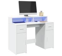 vidaXL Scrivania con Luci LED Bianca 120x55x91 cm in Truciolato, scrivania da Ufficio, scrivania da Computer, Tavolo da Ufficio, scrivania da Studio