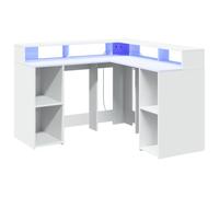 vidaXL Scrivania con luci LED 130x130x91 cm bianca in truciolato autoportante per ufficio/studio