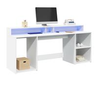 vidaXL Scrivania con luce LED in legno ingegneria Bianco 200x55x91 cm