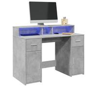 vidaXL Scrivania con Luci LED Grigio Cemento 120x55x91 cm Multistrato