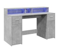 vidaXL Scrivania con Luci LED Grigio Cemento 140x55x91 cm Multistrato, scrivania da Ufficio, scrivania da Computer, Tavolo da Ufficio