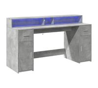 vidaXL Scrivania con Luci LED Grigio Cemento 160x55x91 cm Multistrato, scrivania da Ufficio, scrivania da Computer, Tavolo da Ufficio