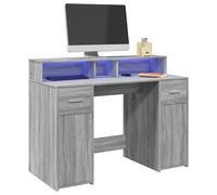 vidaXL Scrivania con Luci LED Grigio Sonoma 120x55x91cm in Multistrato