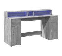 vidaXL Scrivania con Luci LED Grigio Sonoma 160x55x91cm in Multistrato, scrivania da Ufficio, scrivania da Computer, Tavolo da Ufficio