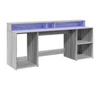 vidaXL - Scrivania con Luci LED Grigio Sonoma 200x55x91cm in Truciolato
