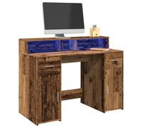 vidaXL Scrivania con Luci LED Legno Antico 120x55x91 cm in Multistrato