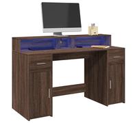 vidaXL Scrivania con Luci LED Marrone Rovere 140x55x91 cm Multistrato
