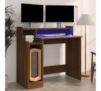 vidaXL Scrivania con Luci LED Marrone Rovere 97x45x90 cm in Multistrato