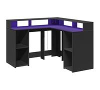 vidaXL Scrivania con Luci LED Nera 130x130x91 cm in Truciolato, scrivania da ufficio, scrivania da studio, scrivania autoportante