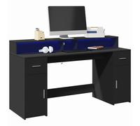 vidaXL Scrivania con Luci LED Nera 160x55x91 cm in Legno Multistrato