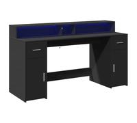 vidaXL Scrivania con Luci LED Nera 160x55x91 cm in Legno Multistrato, scrivania da Ufficio, scrivania da Computer, Tavolo da Ufficio