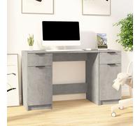 vidaXL Scrivania con Mobile Laterale Grigio Cemento Legno Multistrato