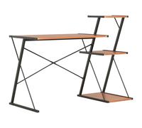 vidaXL Scrivania con Mensole Elegante Compatta Scrittoio Tavolo Lavoro Mobile Porta PC in MDF Gambe in Acciaio Verniciato Nera e Marrone 116x50x93 cm