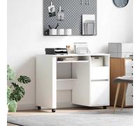 vidaXL Scrivania con Ruote Bianco 91 x 50 x 77 cm Legno Multistrato, Scrivania per Ufficio a casa, Design Moderno, Workstation ergonomica, Tavolo Pratico con ripostiglio