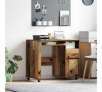 vidaXL Scrivania con Ruote con cassetto Legno vecchio 91 x 50 x 77 cm
