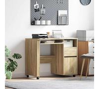 vidaXL Scrivania in Rovere Sonoma con ruote e cassetto 91 x 50 x 77 cm Legno ingegnerizzato