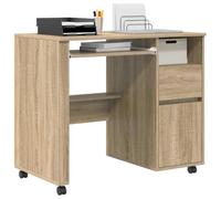 vidaXL Scrivania con Ruote Rovere Sonoma Legno ingegnerizzato | Proprio della dimensione giusta per spazi piccoli, Molti posti per le tue cose, Trasporta la scrivania senza problemi