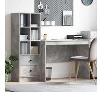 vidaXL Scrivania con Spazio di archiviazione Grigio Cemento Truciolare