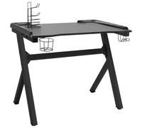 vidaXL Scrivania da Gaming con LED e Gambe a Y Nera 90x60x75 cm