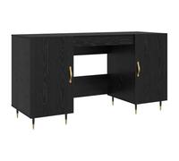 vidaXL Scrivania Esecutiva Industriale Nera Rovere 140 x 50 x 75 cm in Legno Ingegnerizzato. Ha Tanto Spazio per riporre Cose, con Porte a Cerniera e Maniglie Dorate Lucide. Finitura Opaca e Gambe c