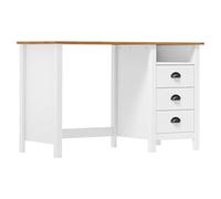 vidaXL Scrivania Hill 3 Cassetti 120x50x74 cm Massello di Pino