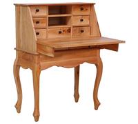 vidaXL Scrivania in legno di mogano massiccio con cassetti, organizer per documenti regolabile, postazione di lavoro da 78 cm