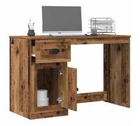 vidaXL Scrivania rustica con un sacco di spazio in legno massello, superficie testurizzata, cassetto tradizionale e porta a cerniera, adatta per casa, ufficio, studio, facile da montare